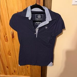 Ariat Navy Polo with White Striped Trim